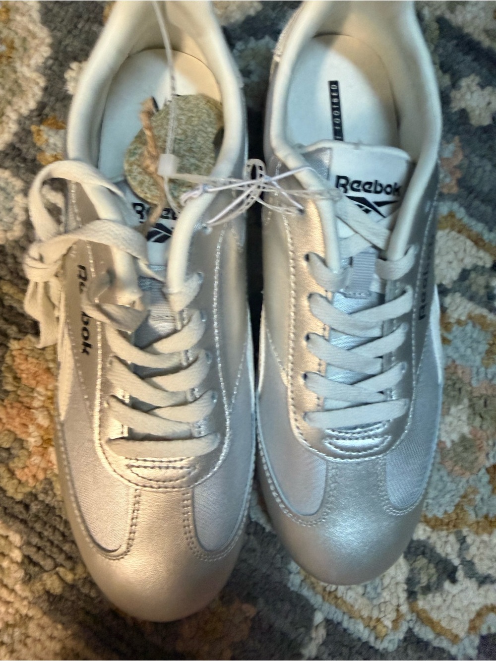 Reebok Women’s Metallic Silver Low-Top Sneakers